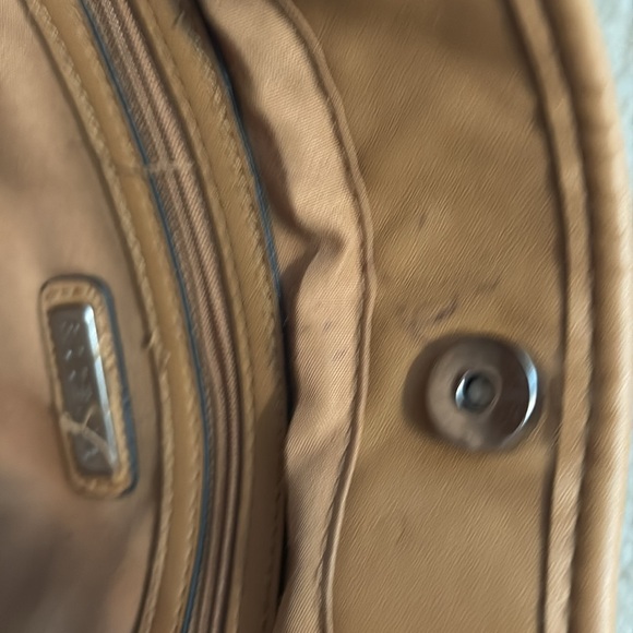 Butterfly Embroidered Striped Canvas Tote Bag Tan Brown Shoulder Handbag - Picture 8 of 11